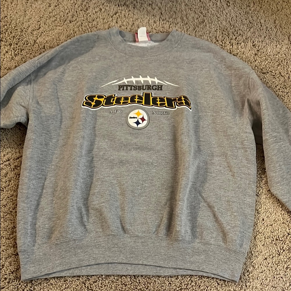 NFL Gray Sweatshirt Pittsburgh Steelers Crew Neck